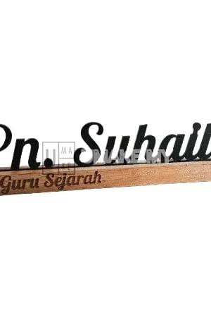 Wooden Desk Name Plate (Rubberwood + Acrylic)