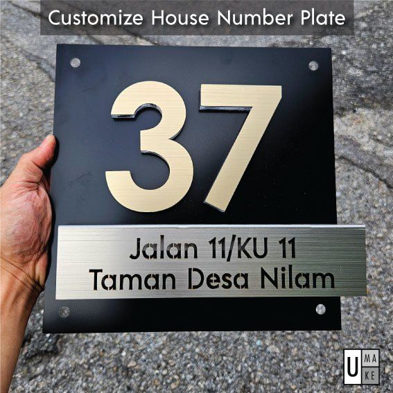 3D Modern Stainless Steel House Number Plate Address Sign Metal Tanda Rumah Nombor Rumah Besi 不锈钢门牌 (Fully Customized) - Image 1