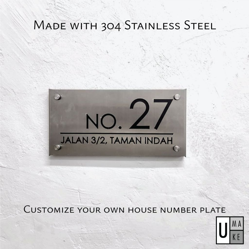 304 Stainless Steel 白钢 Laser House Numbers Plate Address Plate Modern Unique Standard Design Metal - Image 3