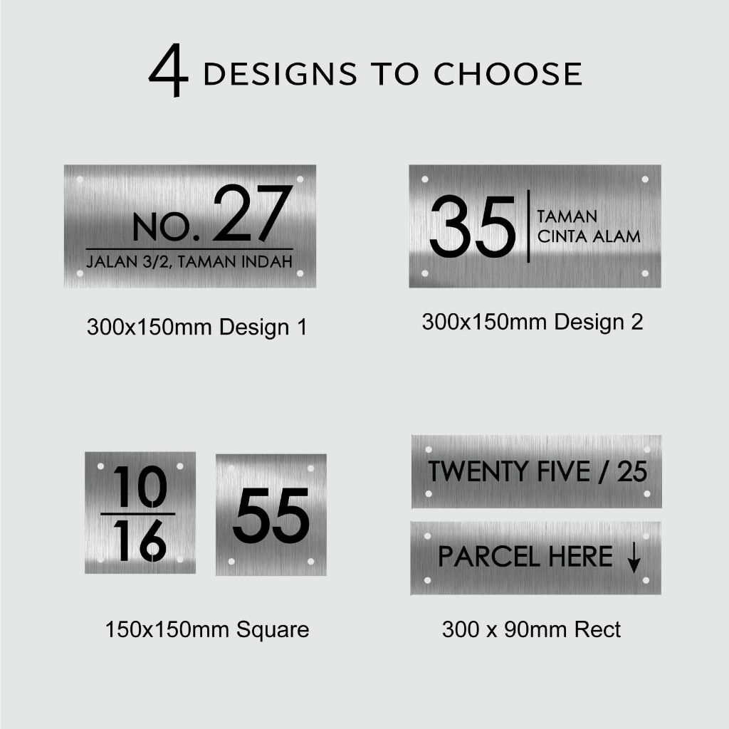 304 Stainless Steel 白钢 Laser House Numbers Plate Address Plate Modern Unique Standard Design Metal - Image 4