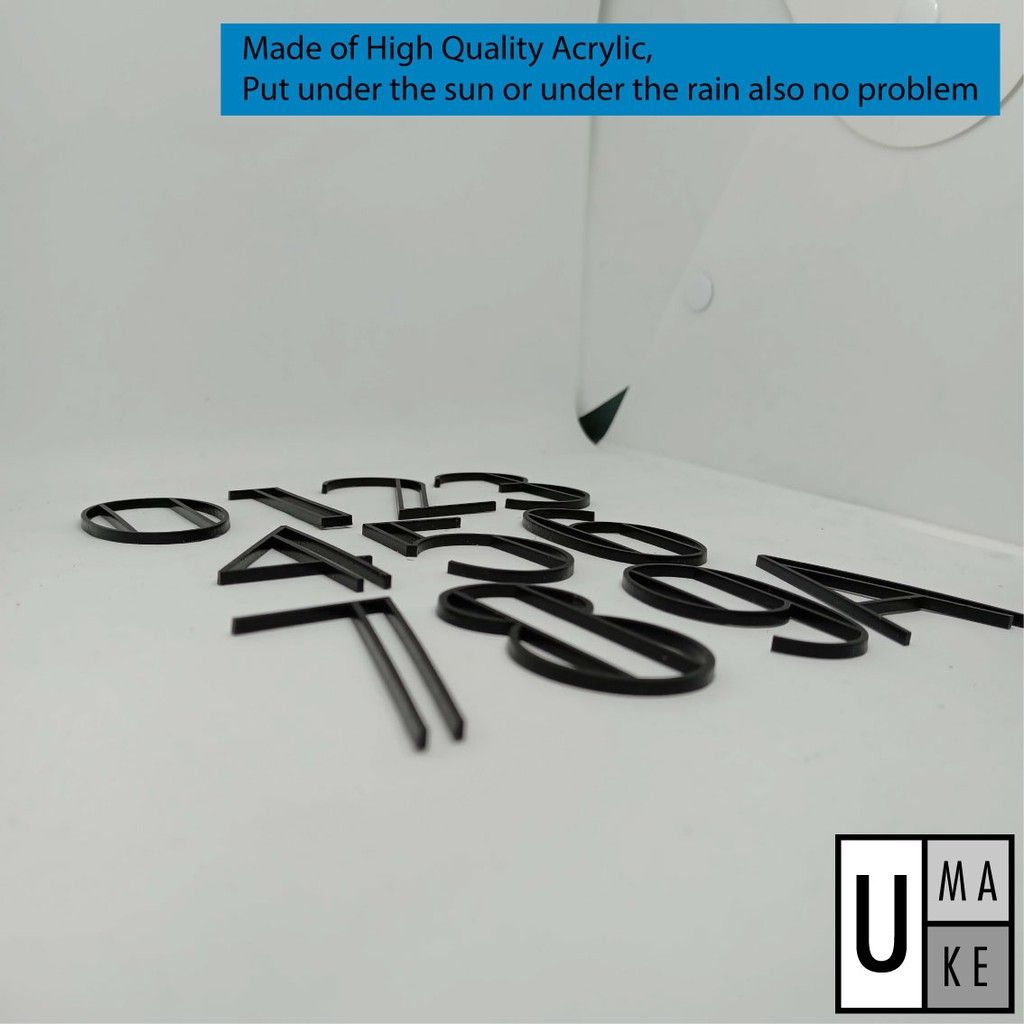 Black 60mm/100mm House Number Door Address Digits Acrylic Mailbox Numbers minimalism design A-Z - Image 4