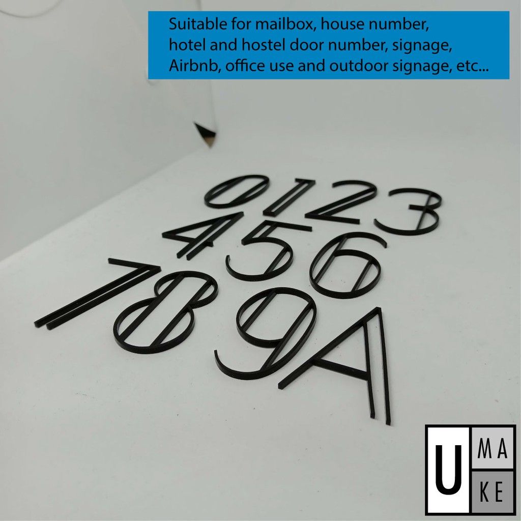 Black 60mm/100mm House Number Door Address Digits Acrylic Mailbox Numbers minimalism design A-Z - Image 7