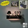 (Solar + LED) Modern 3D House Number & Address Sign Plate Board Sheet Plaque Waterproofing Black White 门牌 Tanda Rumah view 1