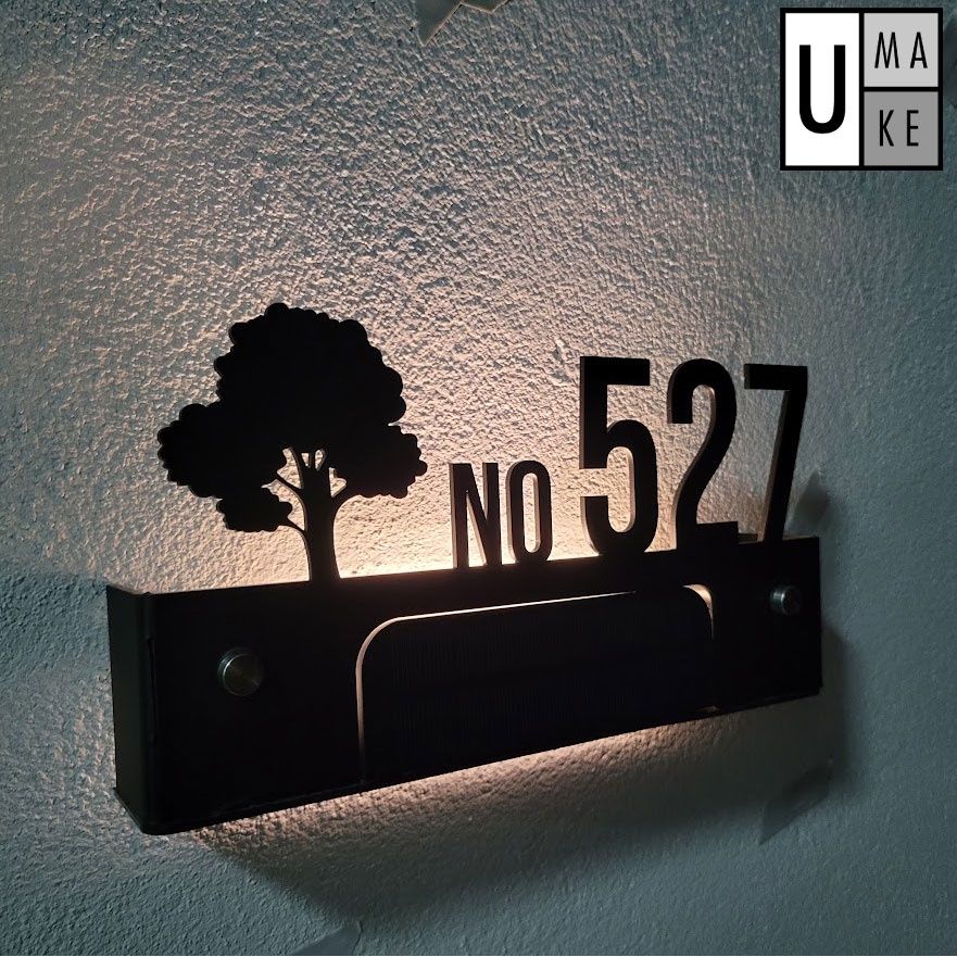 (Solar + LED) Modern 3D House Number & Address Sign Plate Board Sheet Plaque Waterproofing Black White 门牌 Tanda Rumah - Image 2