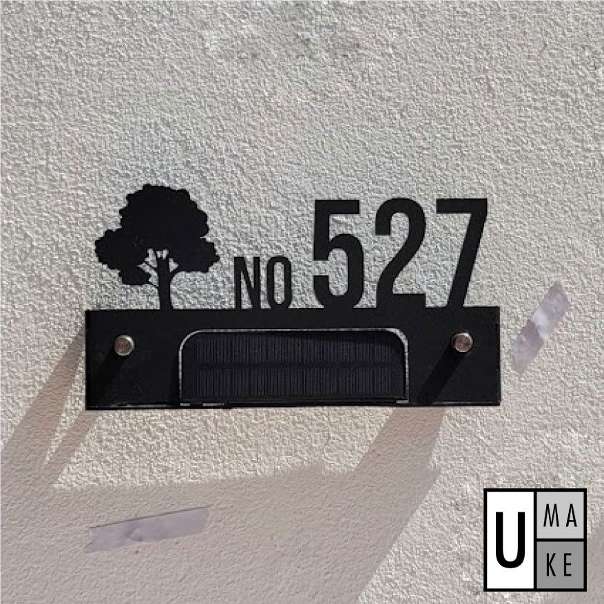 (Solar + LED) Modern 3D House Number & Address Sign Plate Board Sheet Plaque Waterproofing Black White 门牌 Tanda Rumah - Image 3