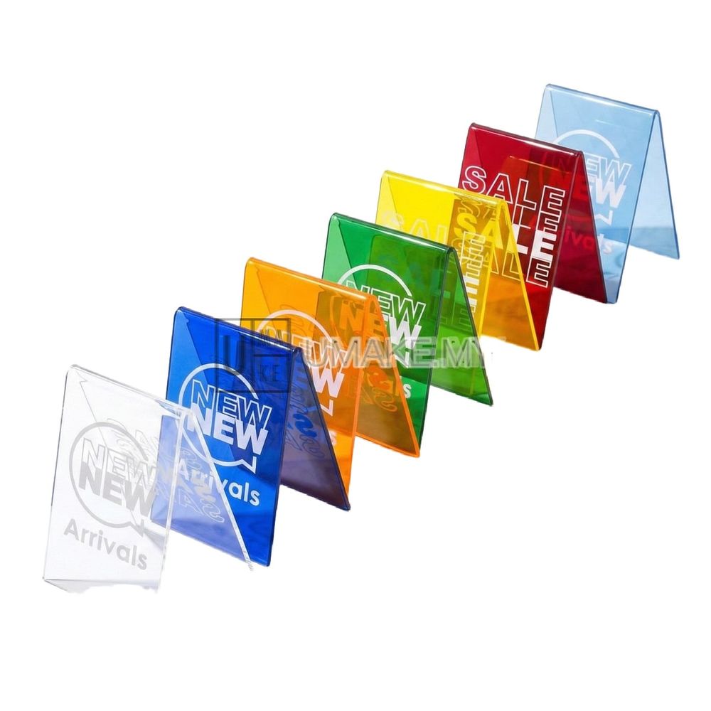 UV Printed Acrylic A Shape Stand Custom Logo + Wordings