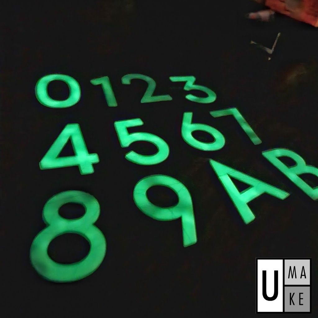 Glow in the dark Acrylic House Number Plate/Nombor Plat Rumah Akrilik 夜光 门牌 灯 Jade Stone Acrylic 2 layers 5mm thick - Image 4