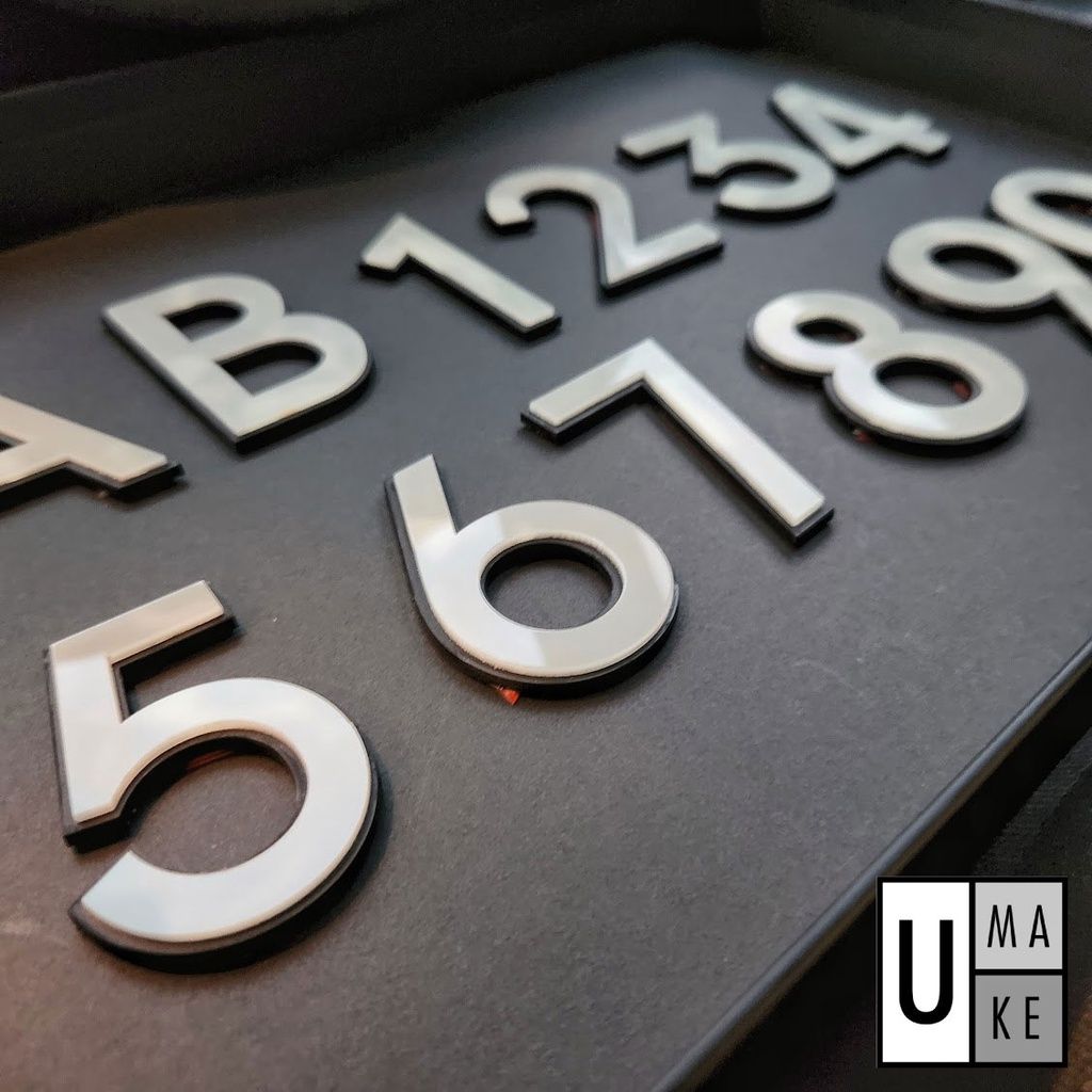 Glow in the dark Acrylic House Number Plate/Nombor Plat Rumah Akrilik 夜光 门牌 灯 Jade Stone Acrylic 2 layers 5mm thick - Image 5