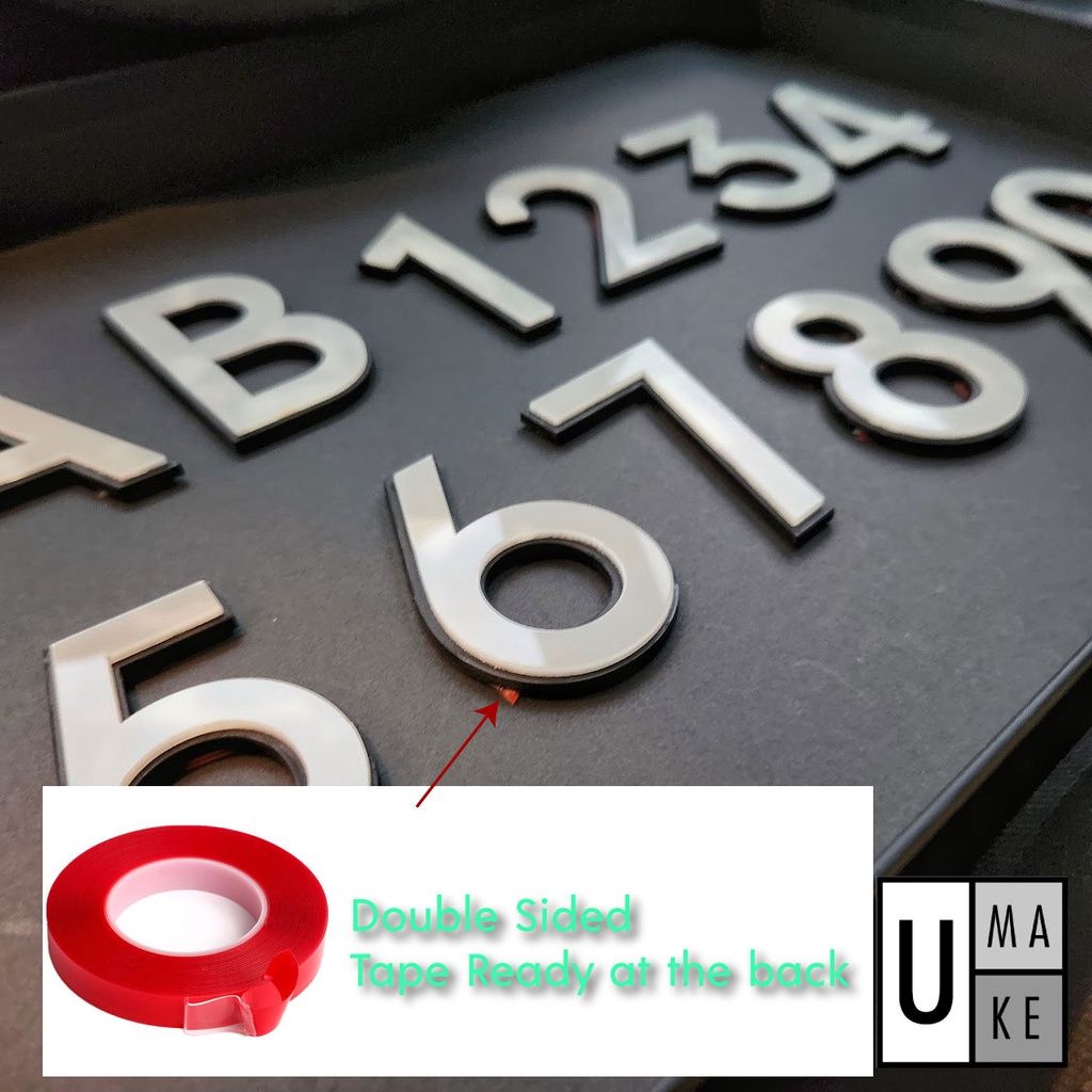 Glow in the dark Acrylic House Number Plate/Nombor Plat Rumah Akrilik 夜光 门牌 灯 Jade Stone Acrylic 2 layers 5mm thick - Image 7