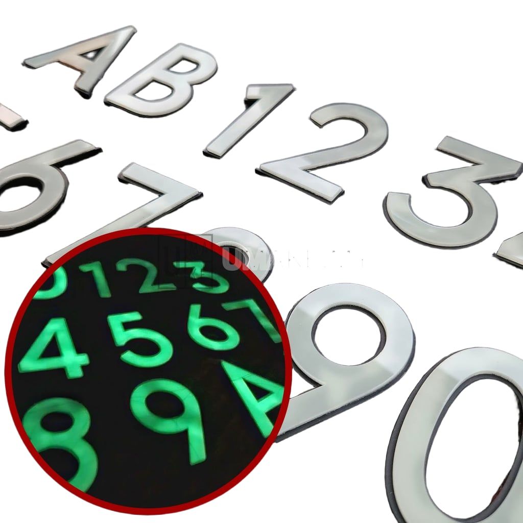 Glow in the dark Acrylic House Number Plate/Nombor Plat Rumah Akrilik 夜光 门牌 灯 Jade Stone Acrylic 2 layers 5mm thick