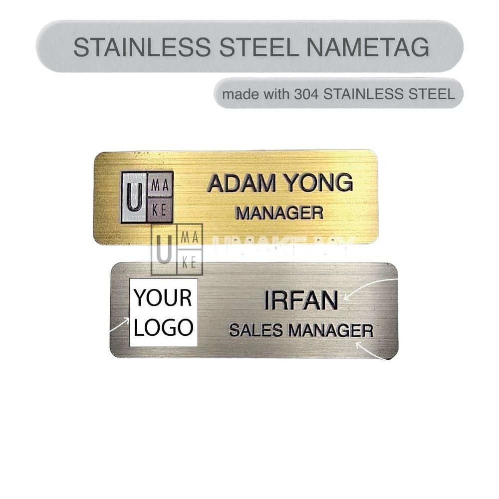 Stainless Steel Name Tag (Custom, Gold/Silver)