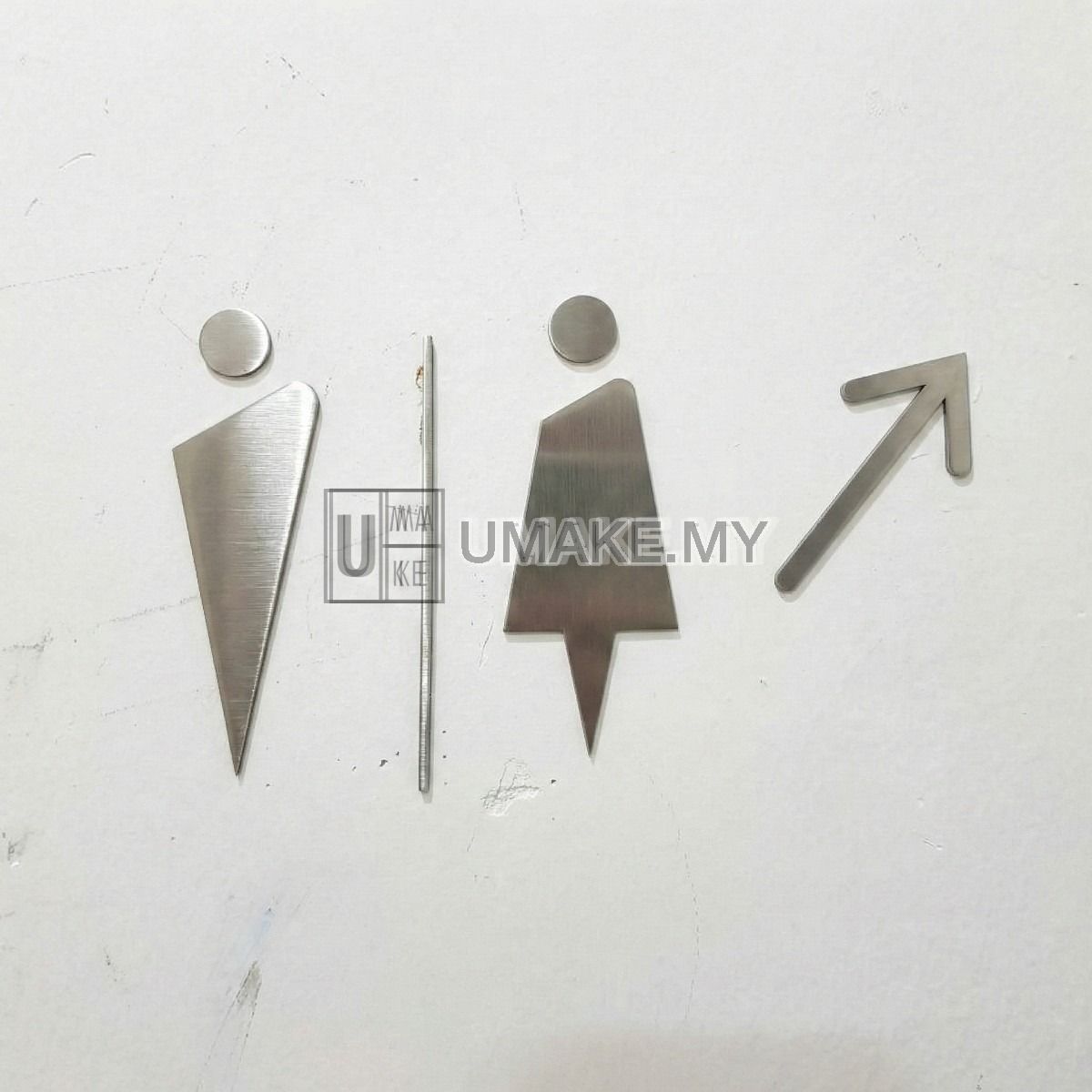 Stainless Steel Toilet Direction Sign