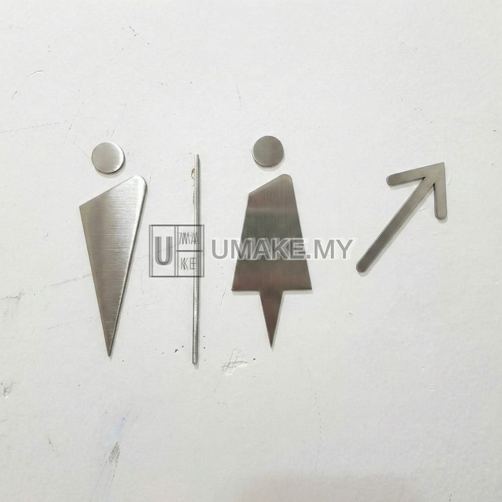 Stainless Steel Toilet Direction Sign