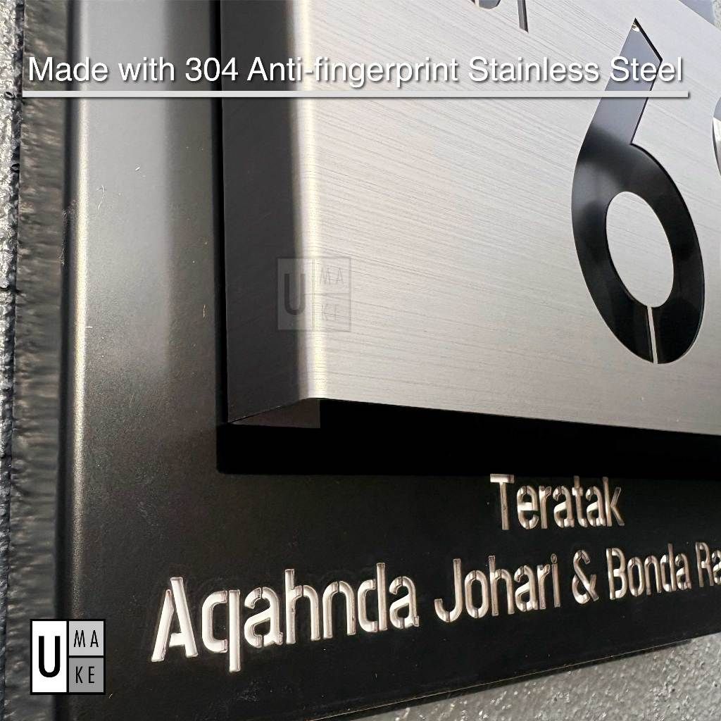 UMAKE Custom made Assalamualaikum Stainless Steel House Plate Address Nombor Rumah Tanda Rumah Metal - Image 3