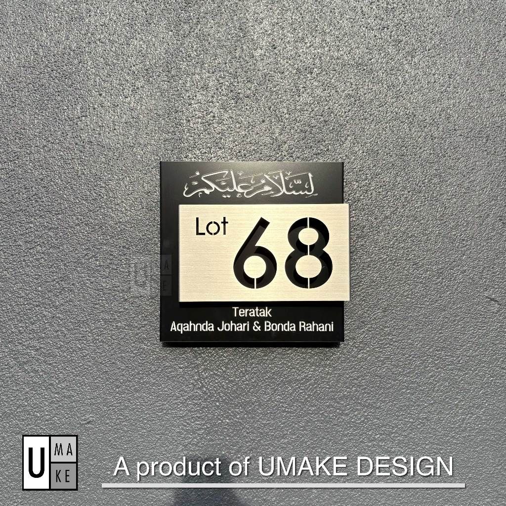 UMAKE Custom made Assalamualaikum Stainless Steel House Plate Address Nombor Rumah Tanda Rumah Metal - Image 5