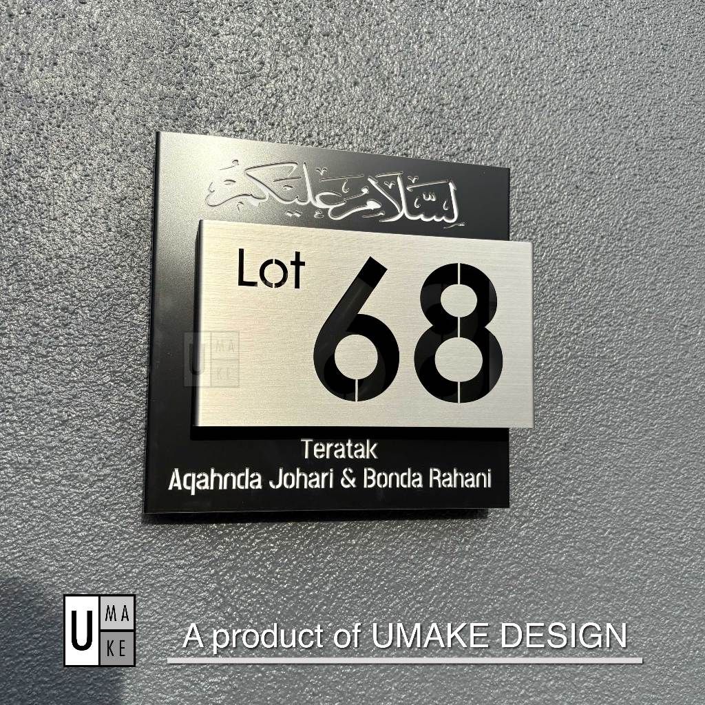 UMAKE Custom made Assalamualaikum Stainless Steel House Plate Address Nombor Rumah Tanda Rumah Metal - Image 6