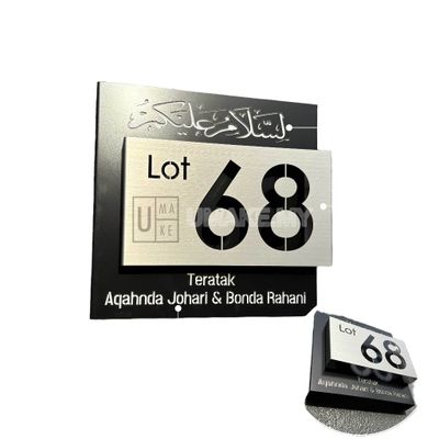 UMAKE Custom made Assalamualaikum Stainless Steel House Plate Address Nombor Rumah Tanda Rumah Metal