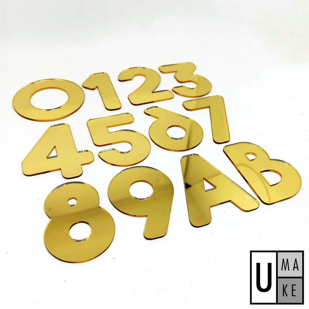 Umake 6.5/10/15cm 100% GOLD COLOUR MAILBOX NUMBER PLATE HOUSE NUMBER TANDA NOMBOR RUMAH 门牌号码 SHINY - Image 1