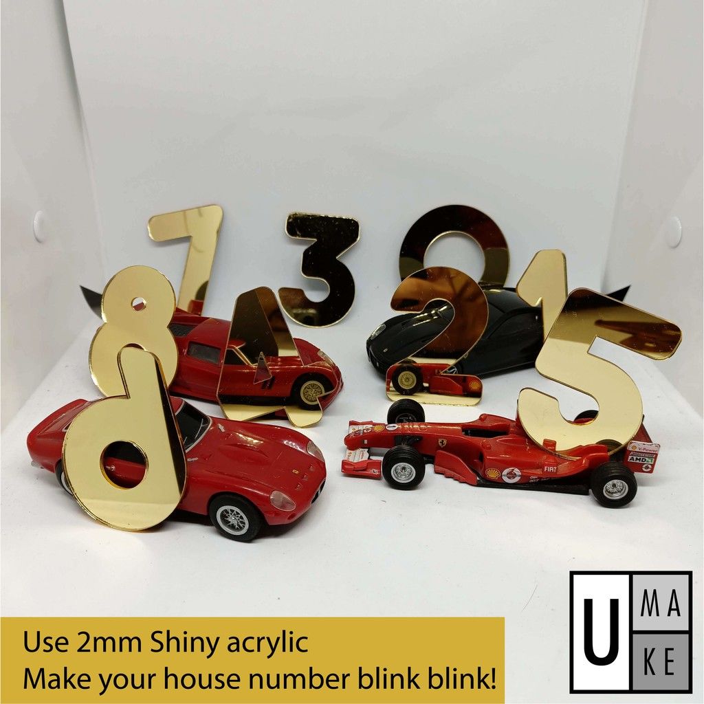 Umake 6.5/10/15cm 100% GOLD COLOUR MAILBOX NUMBER PLATE HOUSE NUMBER TANDA NOMBOR RUMAH 门牌号码 SHINY - Image 5
