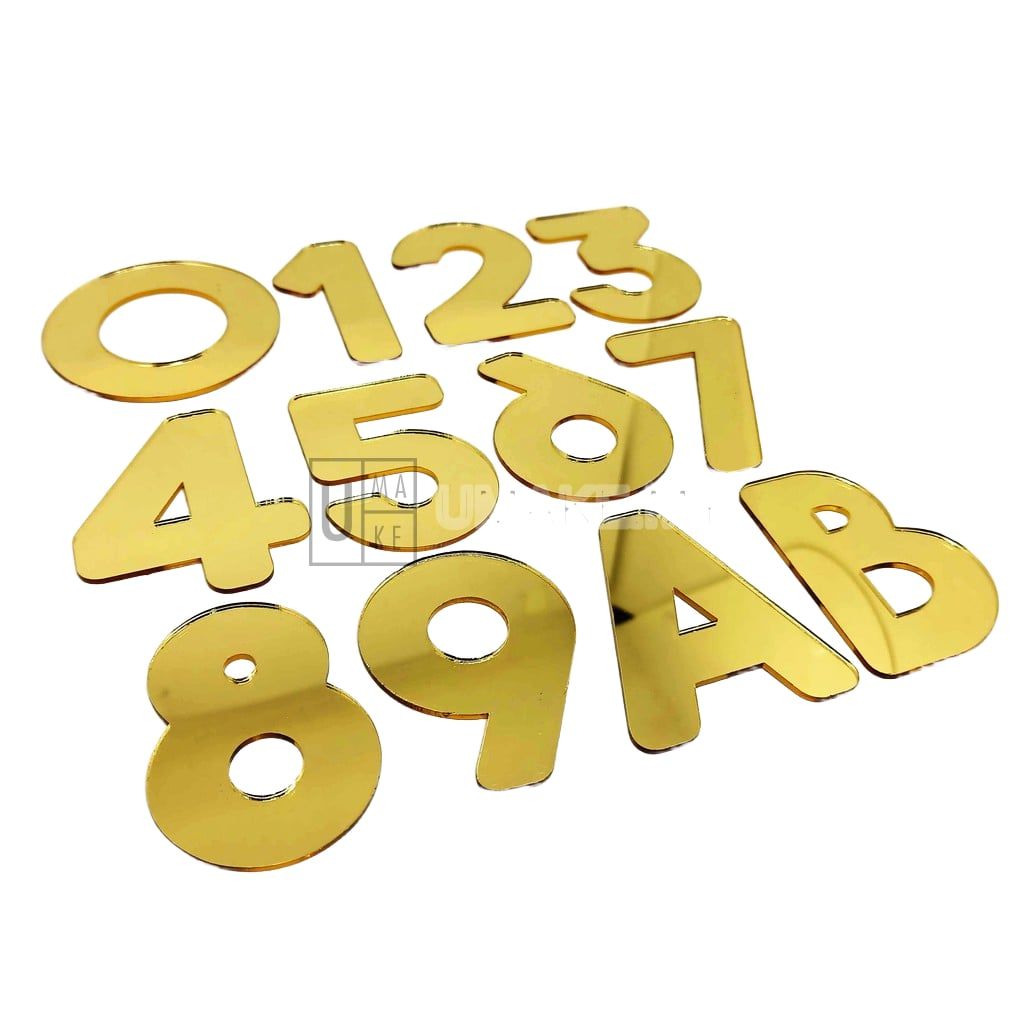 Umake 6.5/10/15cm 100% GOLD COLOUR MAILBOX NUMBER PLATE HOUSE NUMBER TANDA NOMBOR RUMAH 门牌号码 SHINY