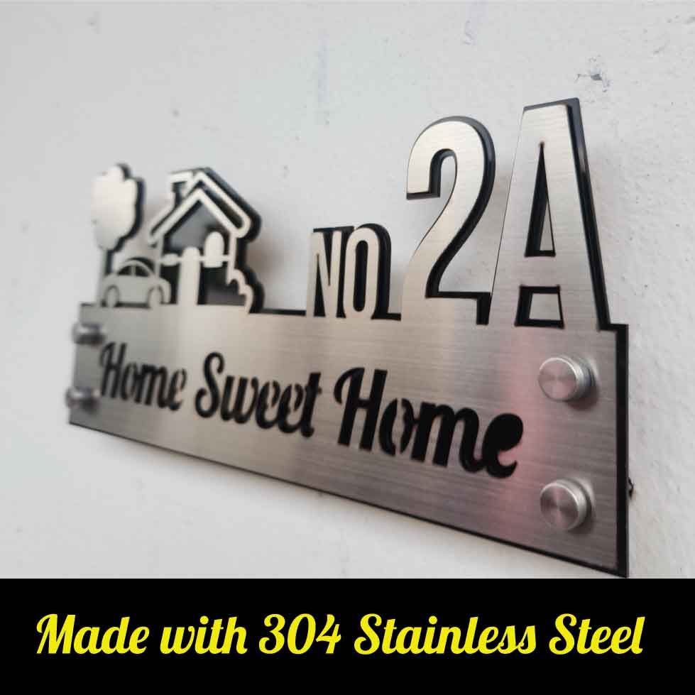 Customize Stainless Steel House Number Plate Address Nombor Rumah Metal Tanda Rumah 不锈钢门牌 - Image 3