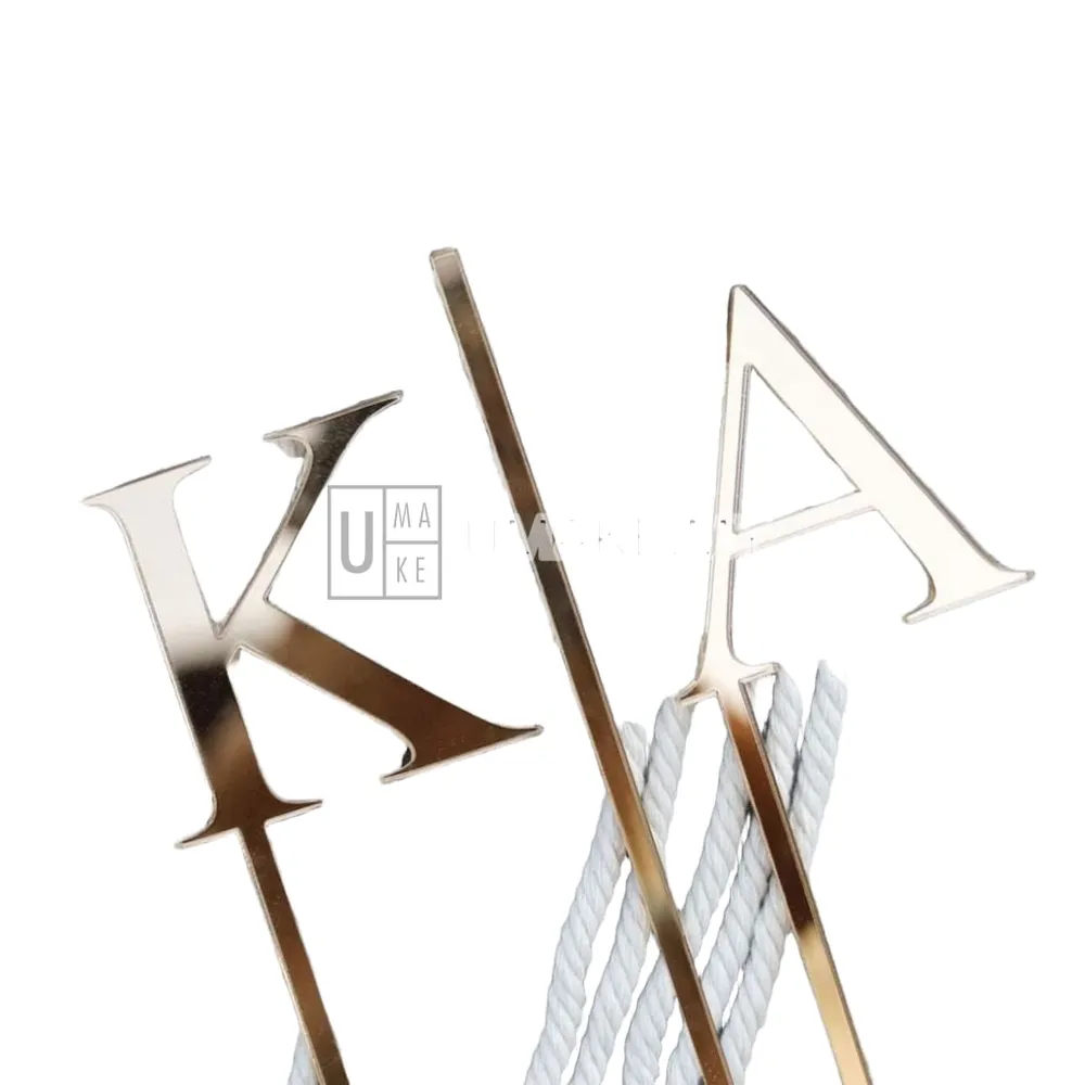 Gold Mirror Acrylic Cake Topper (Initials)