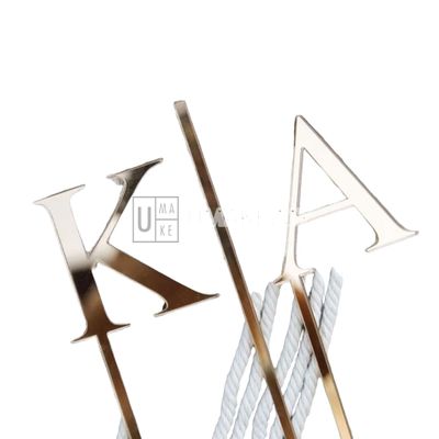 Gold Mirror Acrylic Cake Topper (Initials)