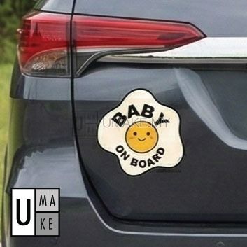 Cute egg-shaped Baby On Board magnet on car