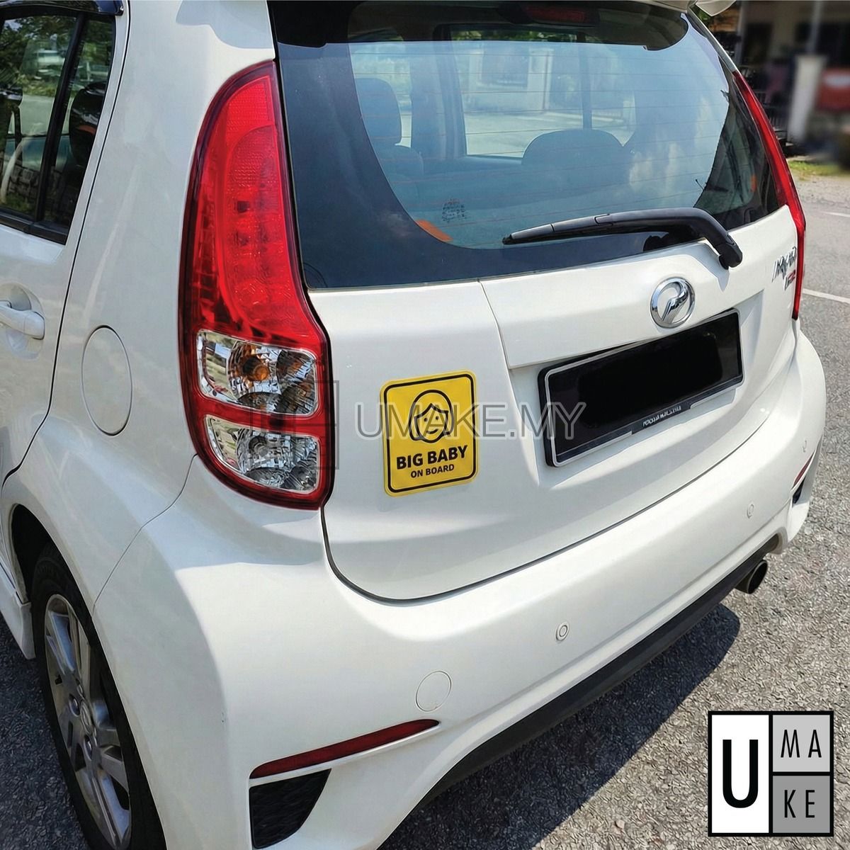 Baby On Board magnet on Perodua Myvi car rear