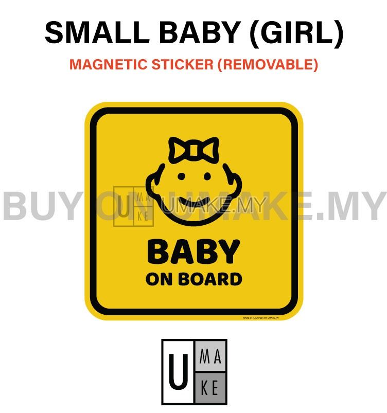 Small Baby Girl On Board magnetic car sticker with bow