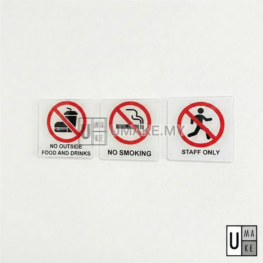 Acrylic Prohibition Sign (30 Designs)
