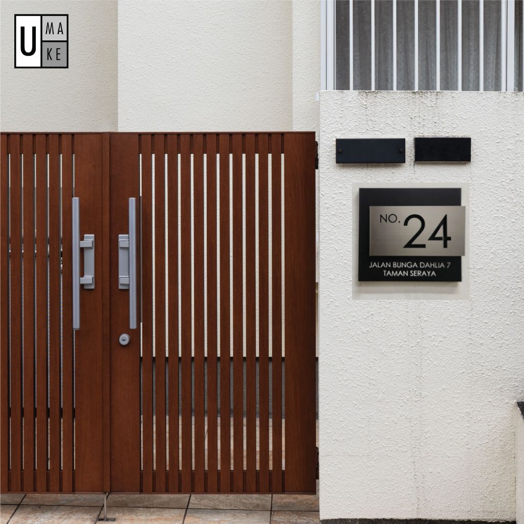 UMAKE Custom made Stainless Steel House Plate Address Nombor Rumah Tanda Rumah门牌 Modern Metal 3D Boxed House Number Fold - Image 2