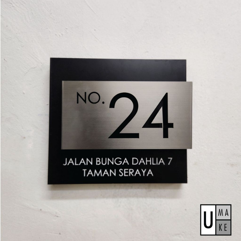 UMAKE Custom made Stainless Steel House Plate Address Nombor Rumah Tanda Rumah门牌 Modern Metal 3D Boxed House Number Fold - Image 3