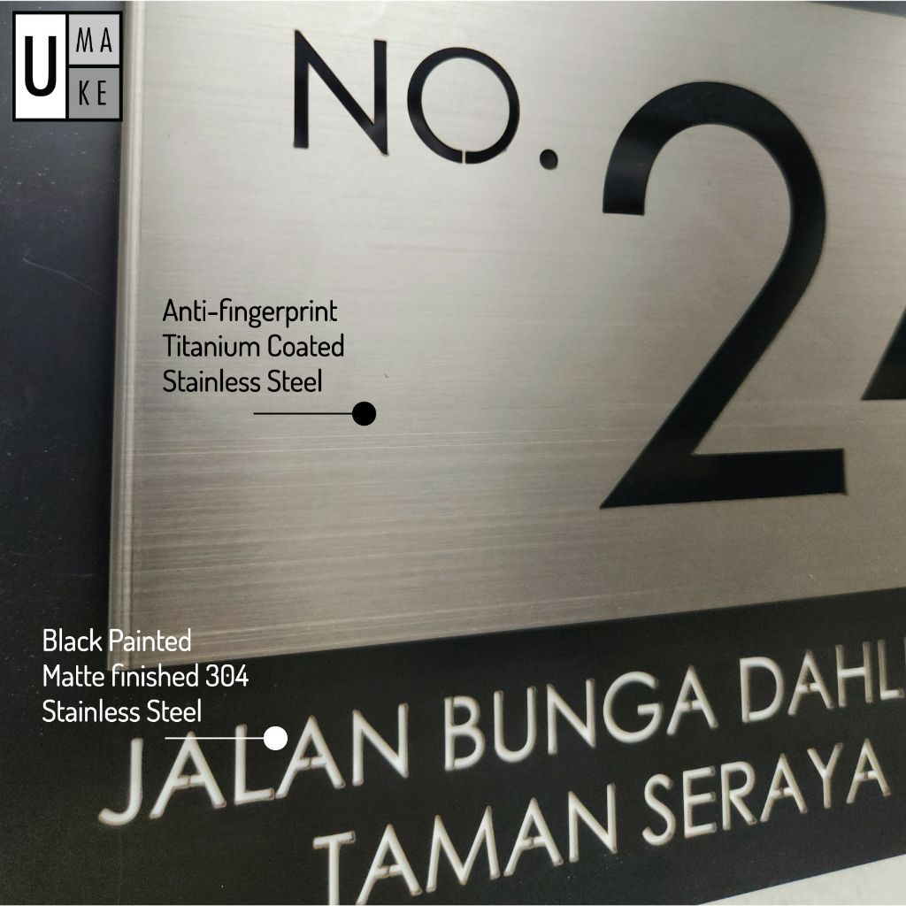 UMAKE Custom made Stainless Steel House Plate Address Nombor Rumah Tanda Rumah门牌 Modern Metal 3D Boxed House Number Fold - Image 4
