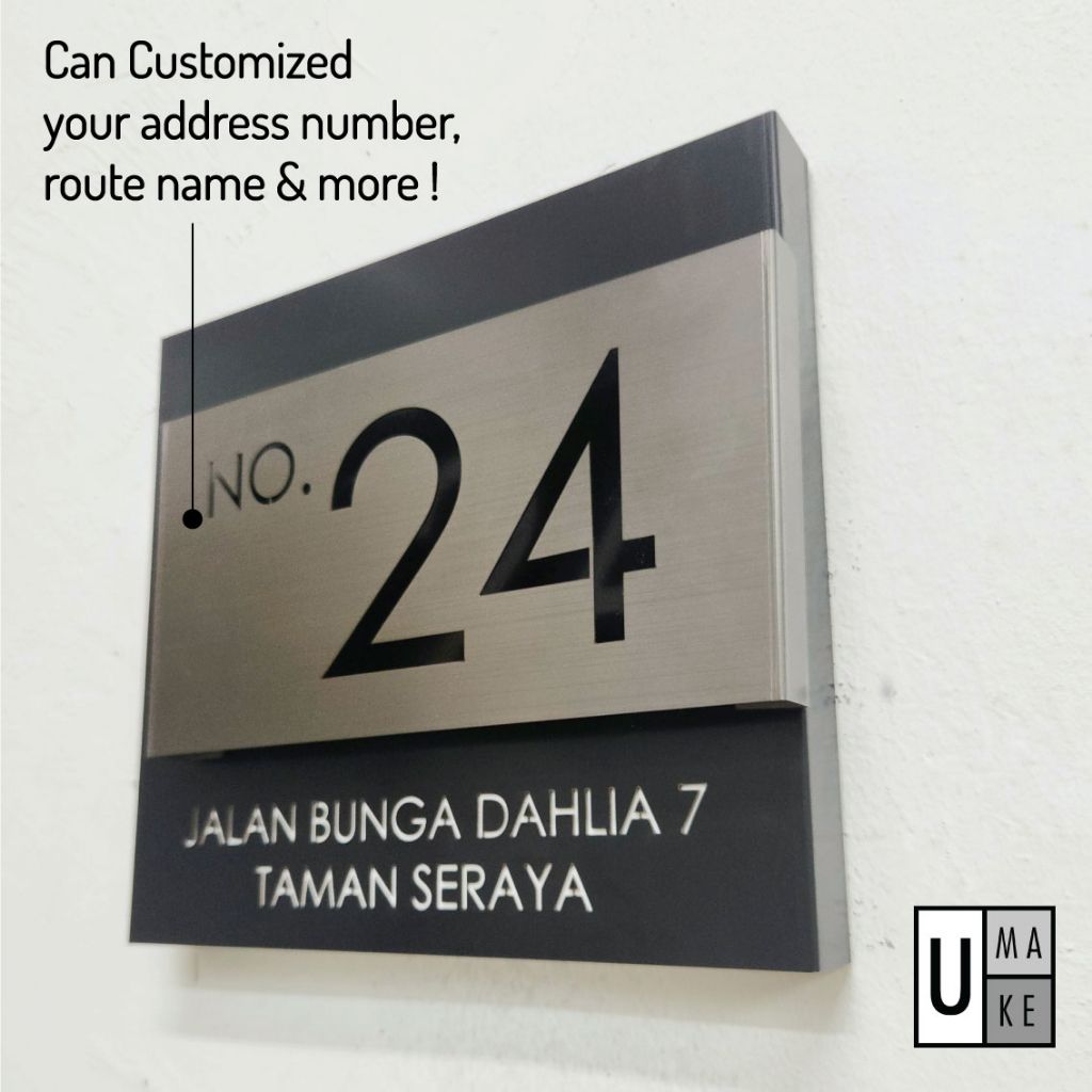 UMAKE Custom made Stainless Steel House Plate Address Nombor Rumah Tanda Rumah门牌 Modern Metal 3D Boxed House Number Fold - Image 5