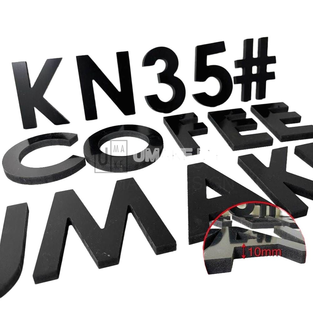 Black PVC 3D Letters (A-Z, 0-9)