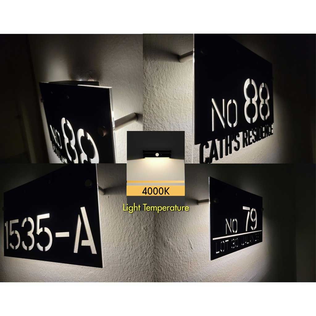 (Solar + LED) Modern Solar House Number & Address Sign Plate Tanda Rumah 家用门牌 Board Sheet Plaque Tablet Waterproofing 3D - Image 2