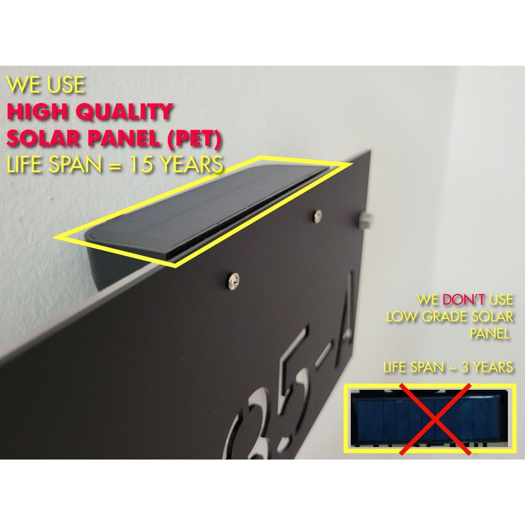 (Solar + LED) Modern Solar House Number & Address Sign Plate Tanda Rumah 家用门牌 Board Sheet Plaque Tablet Waterproofing 3D - Image 4