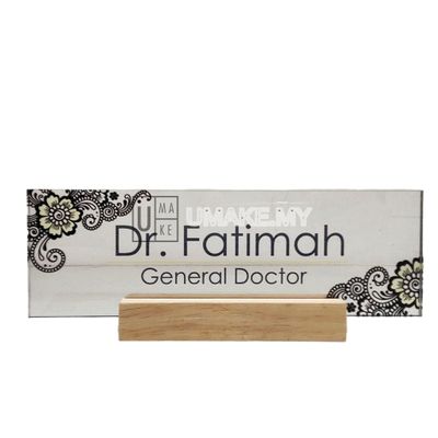 Acrylic Desk Name Plate (Wood Base)