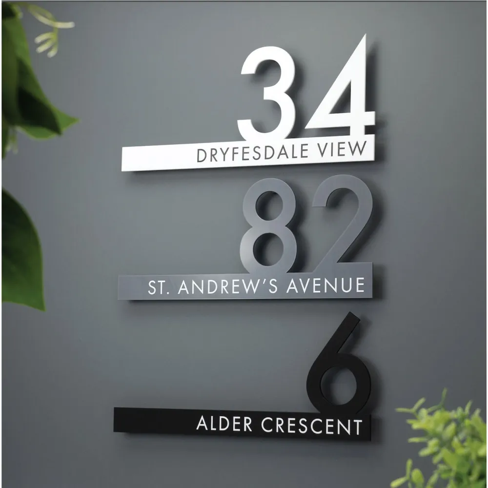 Contemporary Cut Out Modern House Number Sign Printed Address Signage - tanda rumah custom- 门牌定制商用家用 - Image 1