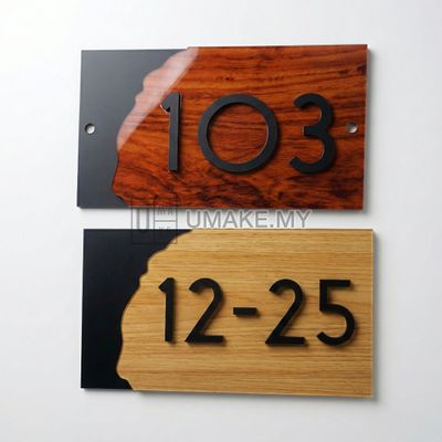 Custom Wood & Acrylic House Number Plate