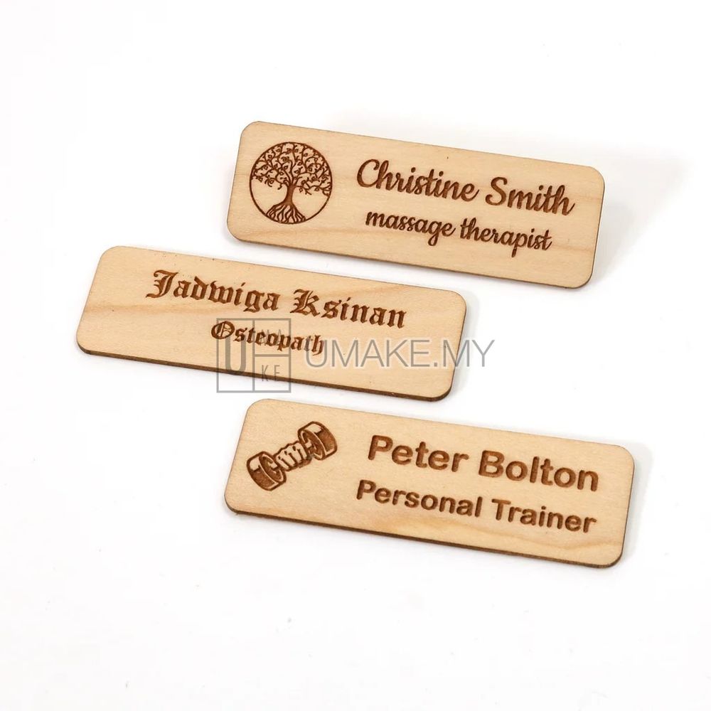 Wood Engraved Nametag - Product Image 1