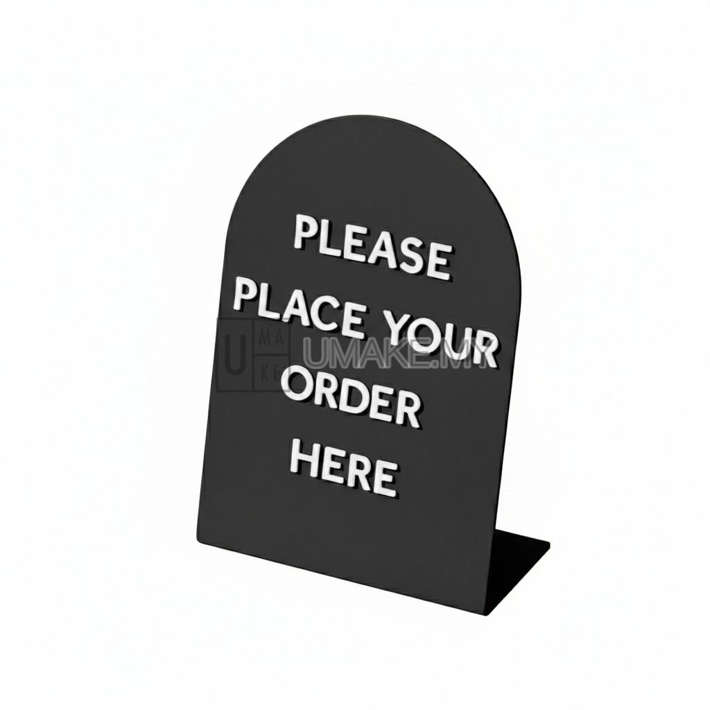 Acrylic Table Signage with Custom Wordings (L Shape)