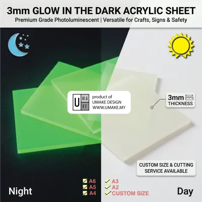 Glow in the Dark Acrylic Sheet 3mm (Custom Cut)