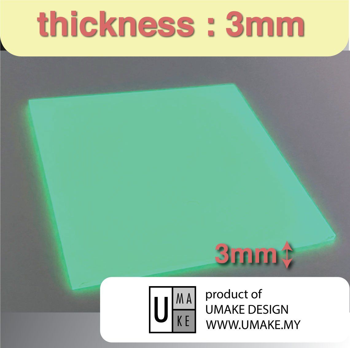 Glow in the Dark Acrylic Sheet 3mm (Custom Cut)