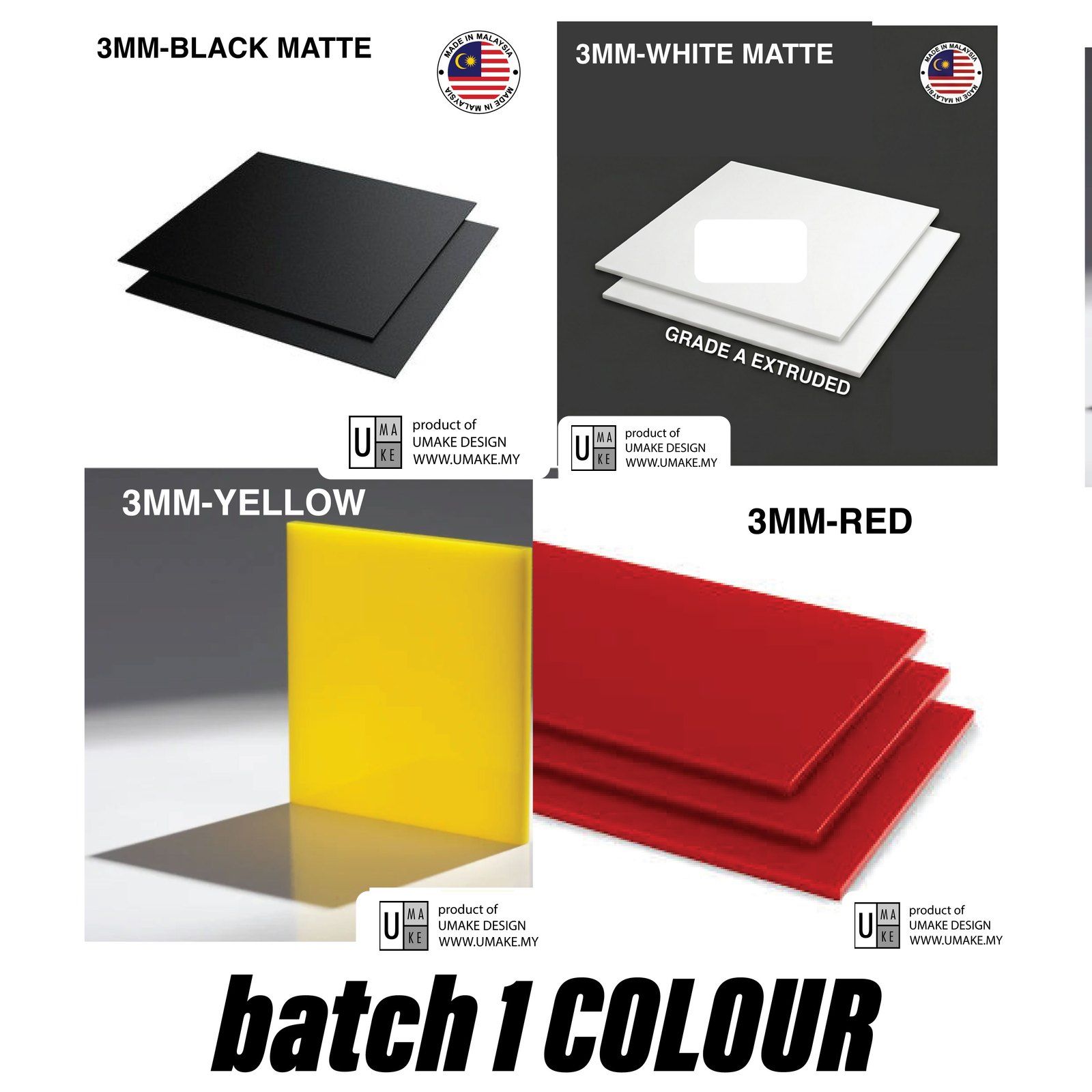 Solid Colour Acrylic Sheet 3mm (Custom Cut) view 2