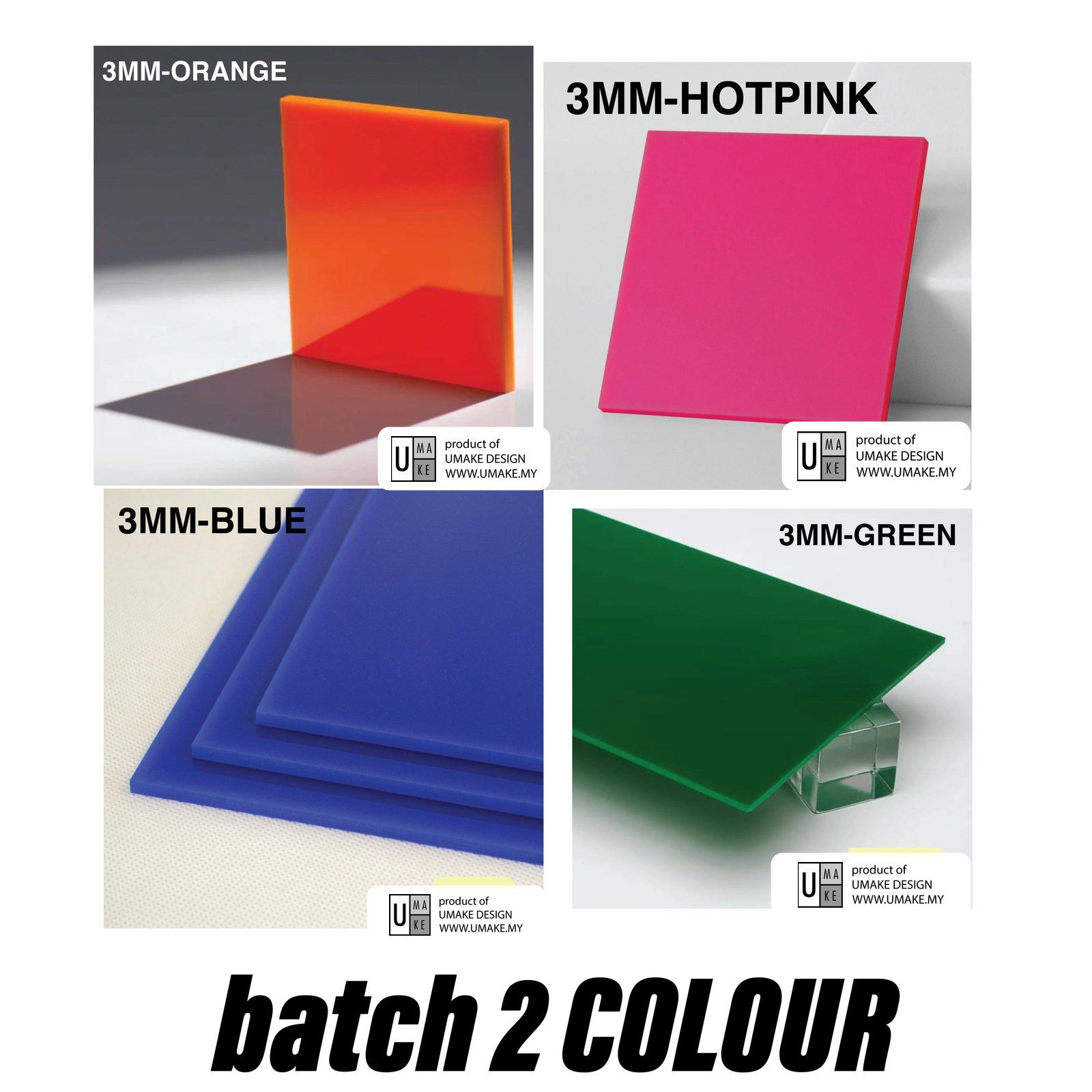 Solid Colour Acrylic Sheet 3mm (Custom Cut) view 3