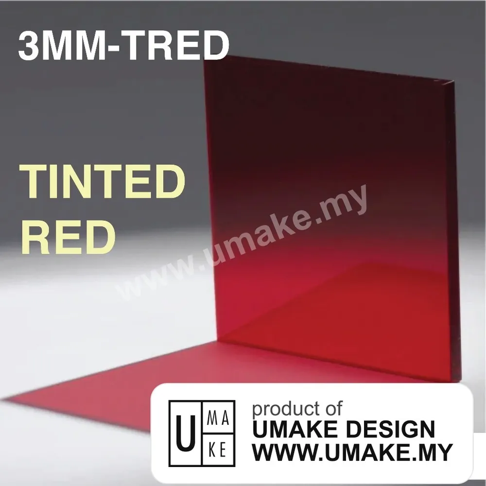 Tinted Red Acrylic Sheet 3mm (Custom Cut)