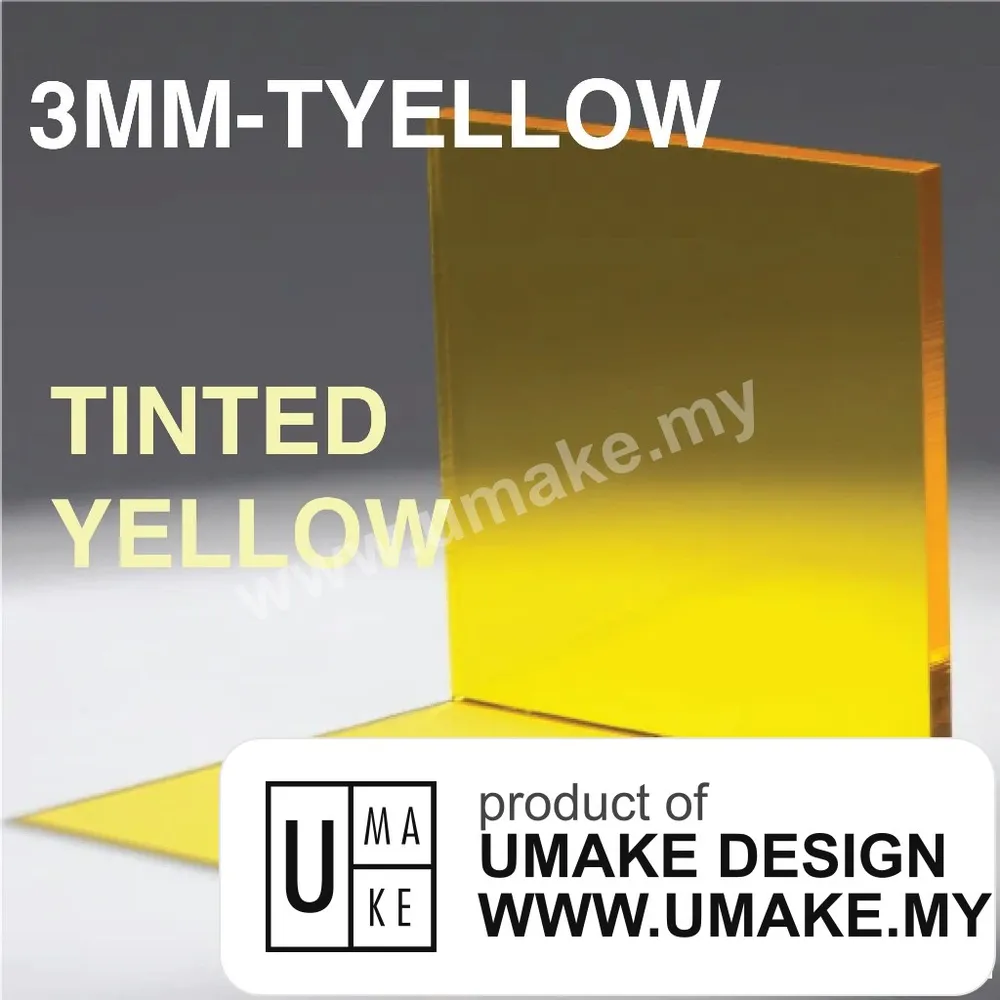 Tinted Yellow Acrylic Sheet 3mm (Custom Cut)