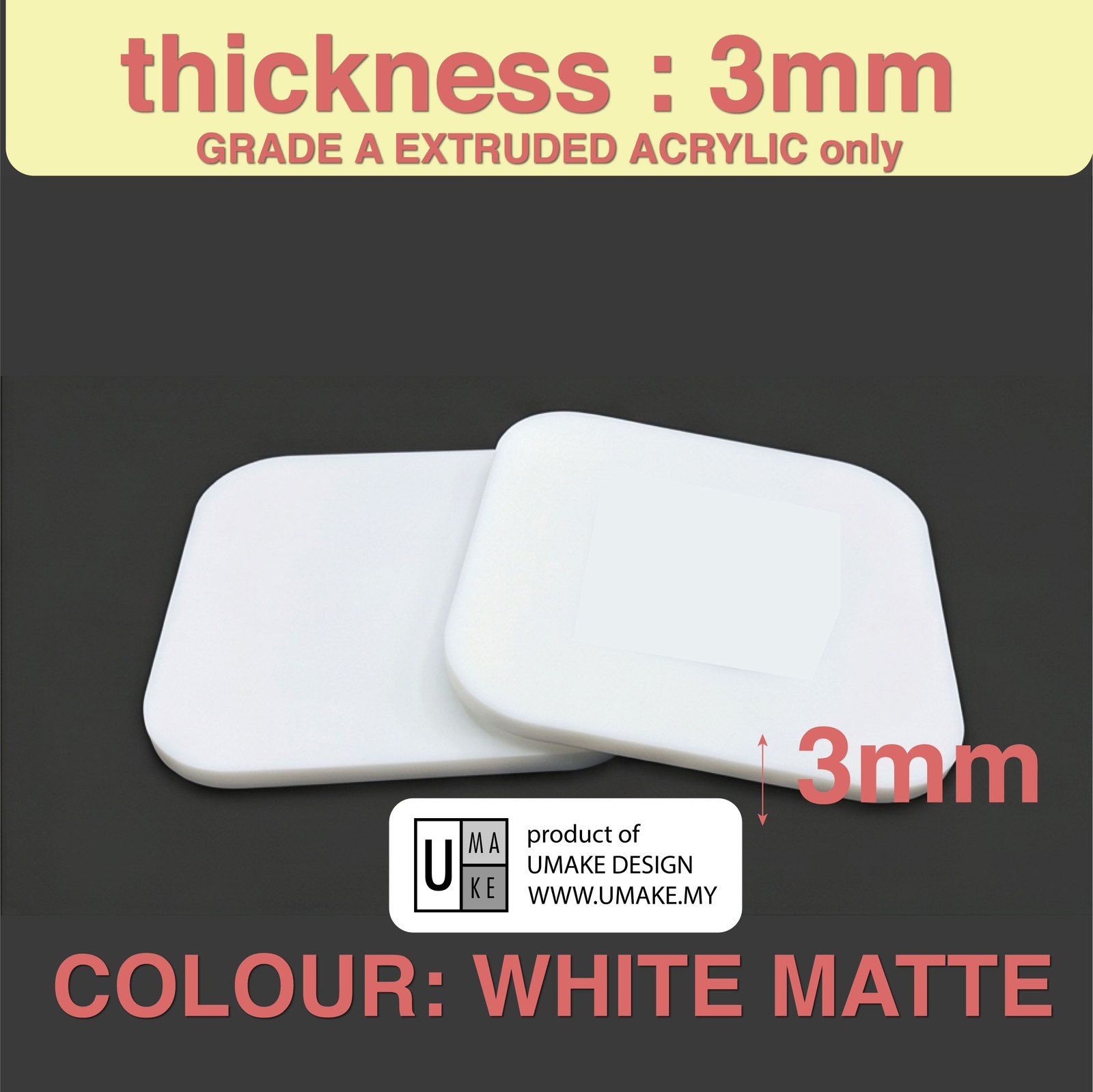 Matte White Acrylic Sheet (Custom Cut) view 2